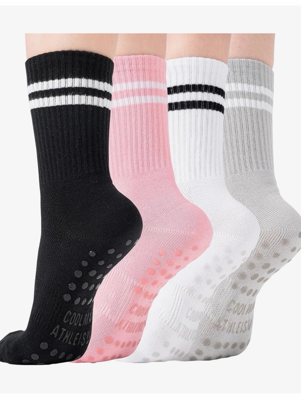 Coolmate’s Athletic socks Grip Crew Socks - Black, Pink, White, Gray sz 6-10 NEW